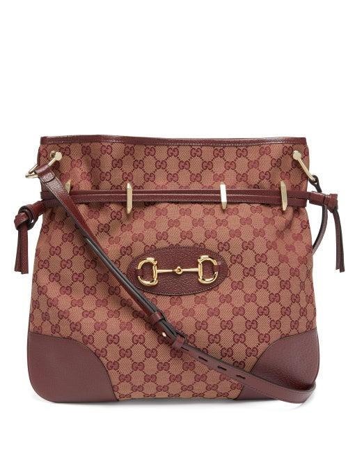 Matchesfashion.com Gucci - 1955 Gg-jacquard Horsebit Shoulder Bag - Womens - Red Multi