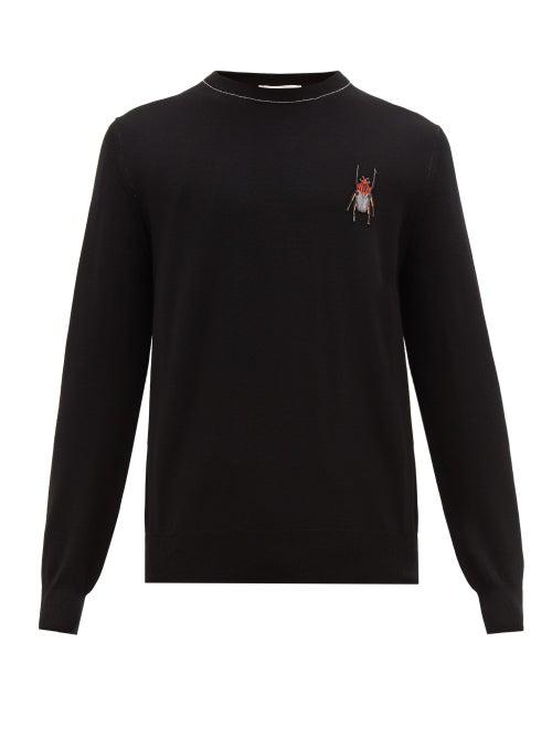Matchesfashion.com Alexander Mcqueen - Beetle Embroidered Wool Sweater - Mens - Black