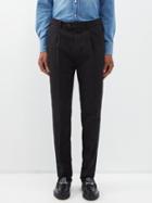 Brunello Cucinelli - Pleated Cotton-gabardine Trousers - Mens - Black