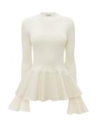 Jw Anderson - Fluted Ribbed-knit Sweater - Womens - White