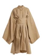 A.w.a.k.e. Checkered Kimono-sleeved Cotton Shirtdress
