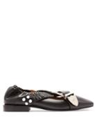 Matchesfashion.com Toga - Buckled Crossover Strap Leather Flats - Womens - Black