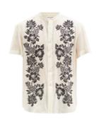 Matchesfashion.com Saint Laurent - Floral-embroidered Cupro Shirt - Mens - White