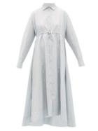 Matchesfashion.com Brock Collection - Dip-hem Cotton-blend Shirt Dress - Womens - Light Blue
