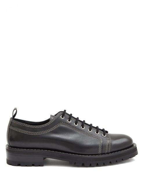 Matchesfashion.com Ami - Topstitched Leather Derby Shoes - Mens - Black