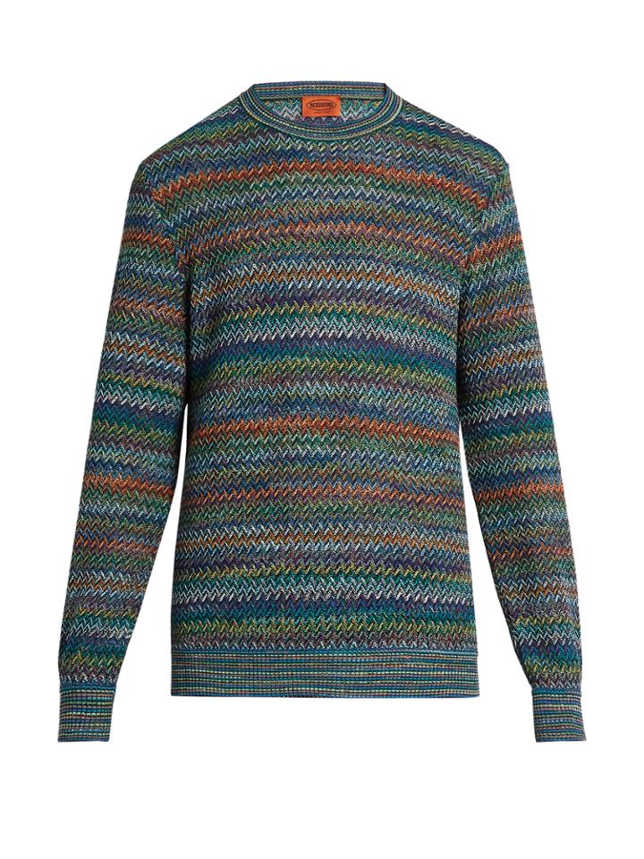Missoni Crew-neck Chevron-intarsia Sweater