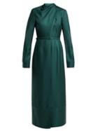 Matchesfashion.com Gabriela Hearst - Josefina Silk Belted Midi Dress - Womens - Green