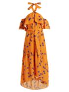 Borgo De Nor Josephine Orchid-print Off-the-shoulder Dress