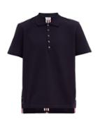 Matchesfashion.com Thom Browne - Tricolour-stripe Cotton Polo Shirt - Mens - Navy