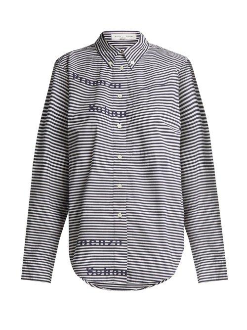 Matchesfashion.com Pswl - Striped Button Down Collar Shirt - Womens - Blue White