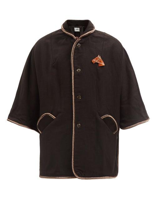 Bode - Carriage Horse-brooch Merino Cape - Mens - Brown