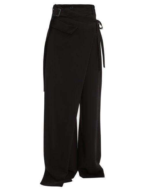 Matchesfashion.com Ann Demeulemeester - Lightlaine Asymmetric Wrap Trousers - Womens - Black