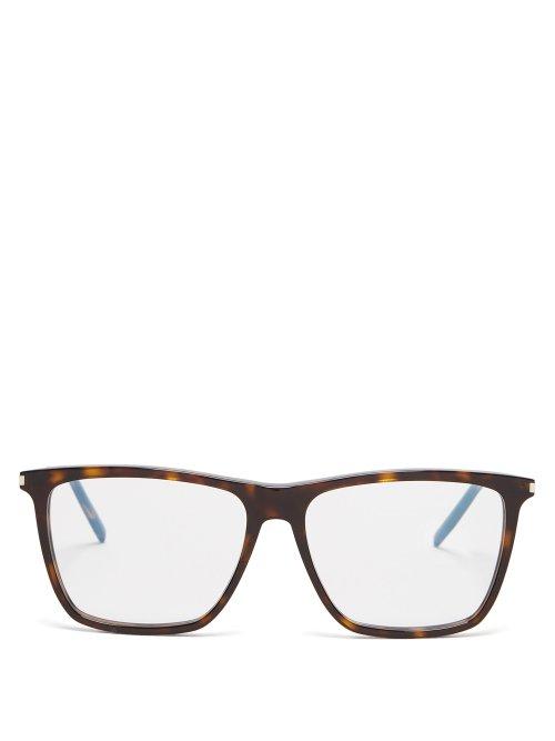 Matchesfashion.com Saint Laurent - Square Frame Acetate Glasses - Mens - Brown