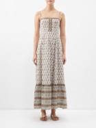 Boteh - Beso Printed Organic-cotton Voile Dress - Womens - White Multi