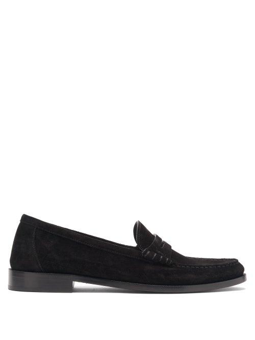 Matchesfashion.com Saint Laurent - Suede Penny Loafers - Mens - Black