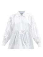 Lee Mathews - Frankie Gathered Cotton-poplin Blouse - Womens - Ivory