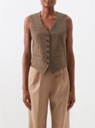 Fortela - Demi Check-tweed Waistcoat - Womens - Beige Check