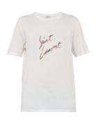 Matchesfashion.com Saint Laurent - Signature Print Cotton T Shirt - Mens - Cream