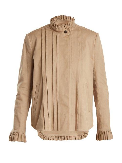 Matchesfashion.com Preen Line - Jessie Frill Trimmed Stretch Cotton Jacket - Womens - Camel