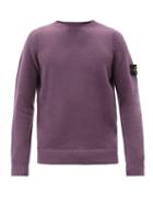 Matchesfashion.com Stone Island - Logo-patch Wool-blend Sweater - Mens - Purple