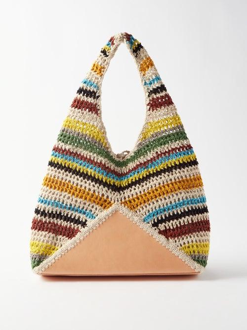 Ancient Greek Sandals - Hipissa Small Crochet And Leather Handbag - Womens - Multi