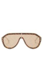 Matchesfashion.com Fendi - Ff Monogram Aviator Sunglasses - Womens - Brown Gold