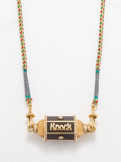 Marie Lichtenberg - Knock On Wood Diamond & 18kt Gold Necklace - Womens - Black Multi
