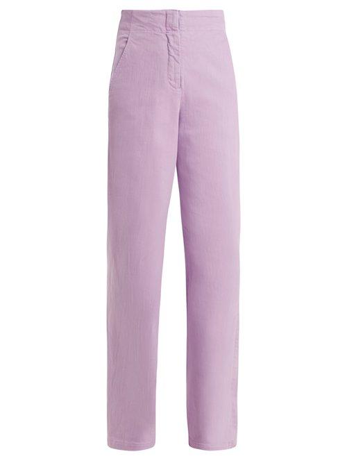 Matchesfashion.com Tibi - High Rise Wide Leg Jeans - Womens - Light Purple