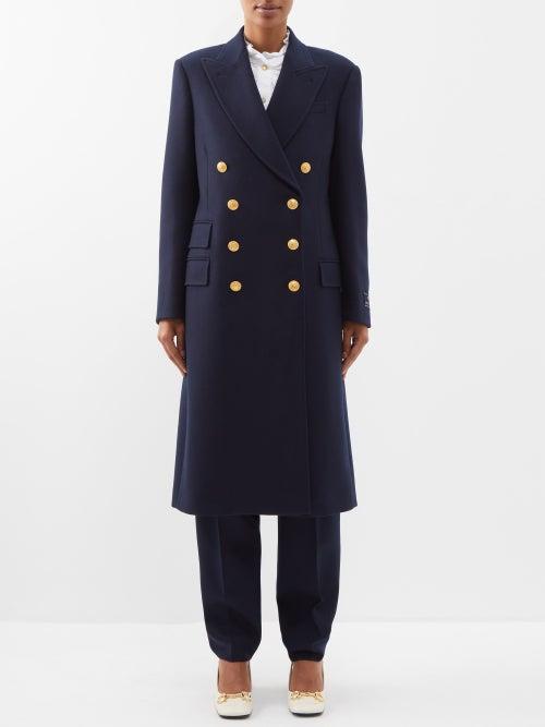 Gucci - Double-breasted Cashmere-twill Coat - Womens - Navy