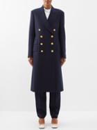 Gucci - Double-breasted Cashmere-twill Coat - Womens - Navy