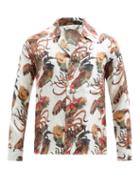 Mens Rtw Nipoaloha - Cockerel-print Silk Shirt - Mens - White Multi