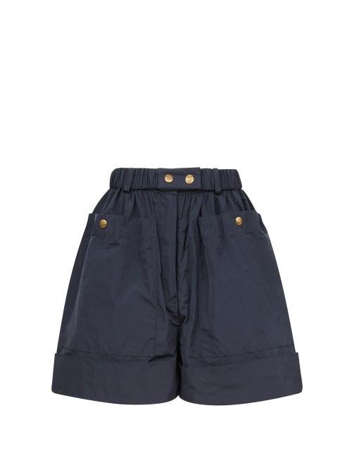 Matchesfashion.com Symonds Pearmain - High-rise Taffeta Shorts - Womens - Navy