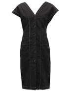 Matchesfashion.com Proenza Schouler White Label - Buttoned-sleeve Cotton-blend Twill Dress - Womens - Black