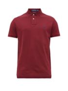 Matchesfashion.com Polo Ralph Lauren - Logo Embroidered Cotton Piqu Polo Shirt - Mens - Burgundy