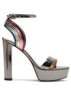 Matchesfashion.com Christian Louboutin - Arkendisc 130 Patent Leather Platform Sandals - Womens - Grey Multi