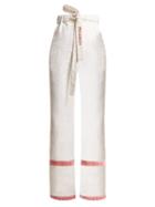 Matchesfashion.com Jw Anderson - Wide Leg Linen Trousers - Womens - White