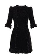 The Vampire's Wife - The Mini Cate Ruffled Glitter-velvet Dress - Womens - Black Gold