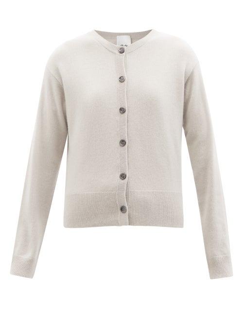 Allude - Round-neck Cashmere Cardigan - Womens - Light Grey
