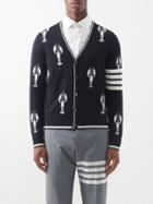 Thom Browne - Lobster-jacquard Four-bar Wool Cardigan - Mens - Navy