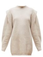 Matchesfashion.com Isabel Marant - Beatsy Square Shoulder Knitted Mini Dress - Womens - Beige