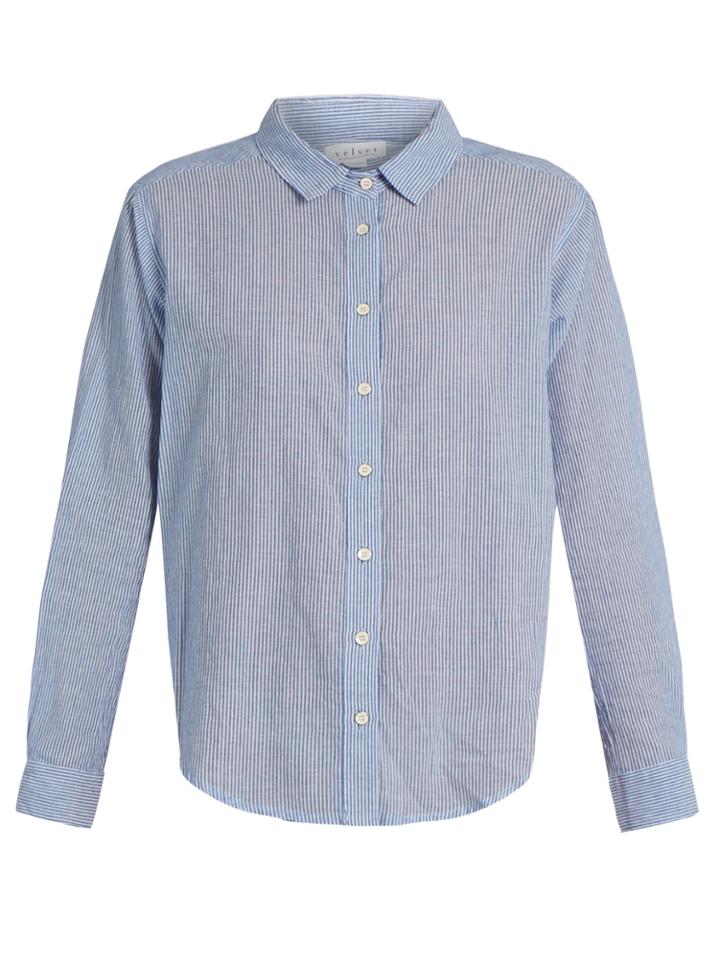 Velvet By Graham & Spencer Claire Striped-cotton Shirt