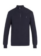 Matchesfashion.com Polo Ralph Lauren - Logo Embroidered Half Zip Pima Cotton Sweater - Mens - Navy