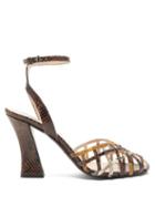 Matchesfashion.com Staud - Charlie Snake Effect Leather Sandals - Womens - Brown Multi