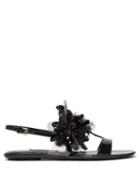Matchesfashion.com Prada - Sequin Embellished Slingback Leather Sandals - Womens - Black