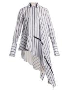 Matchesfashion.com Palmer//harding - Spicy Deconstructed Asymmetric Cotton Shirt - Womens - Blue Stripe