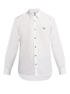 Matchesfashion.com Burberry - Logo Embroidered Cotton Blend Poplin Shirt - Mens - White