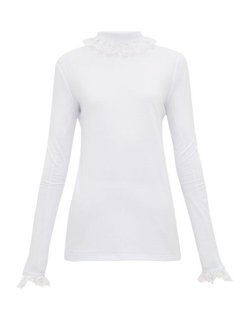 Matchesfashion.com Cheval Pampa - Escalada Lace Trimmed Jersey Top - Womens - White