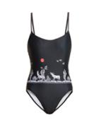 Matchesfashion.com Thorsun - Billy Graphic Print Swimsuit - Womens - Black