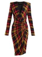 Matchesfashion.com Alexandre Vauthier - Asymmetric Checked Dress - Womens - Red Multi