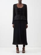 Self-portrait - Structured Pleated-crepe Midi Dress - Womens - Black